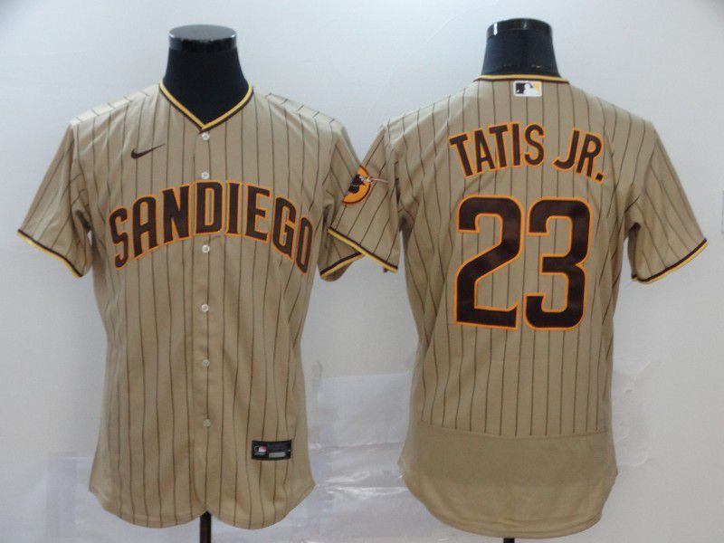 Men San Diego Padres 23 Tatis jr brown stripes Nike Elite MLB Jerseys